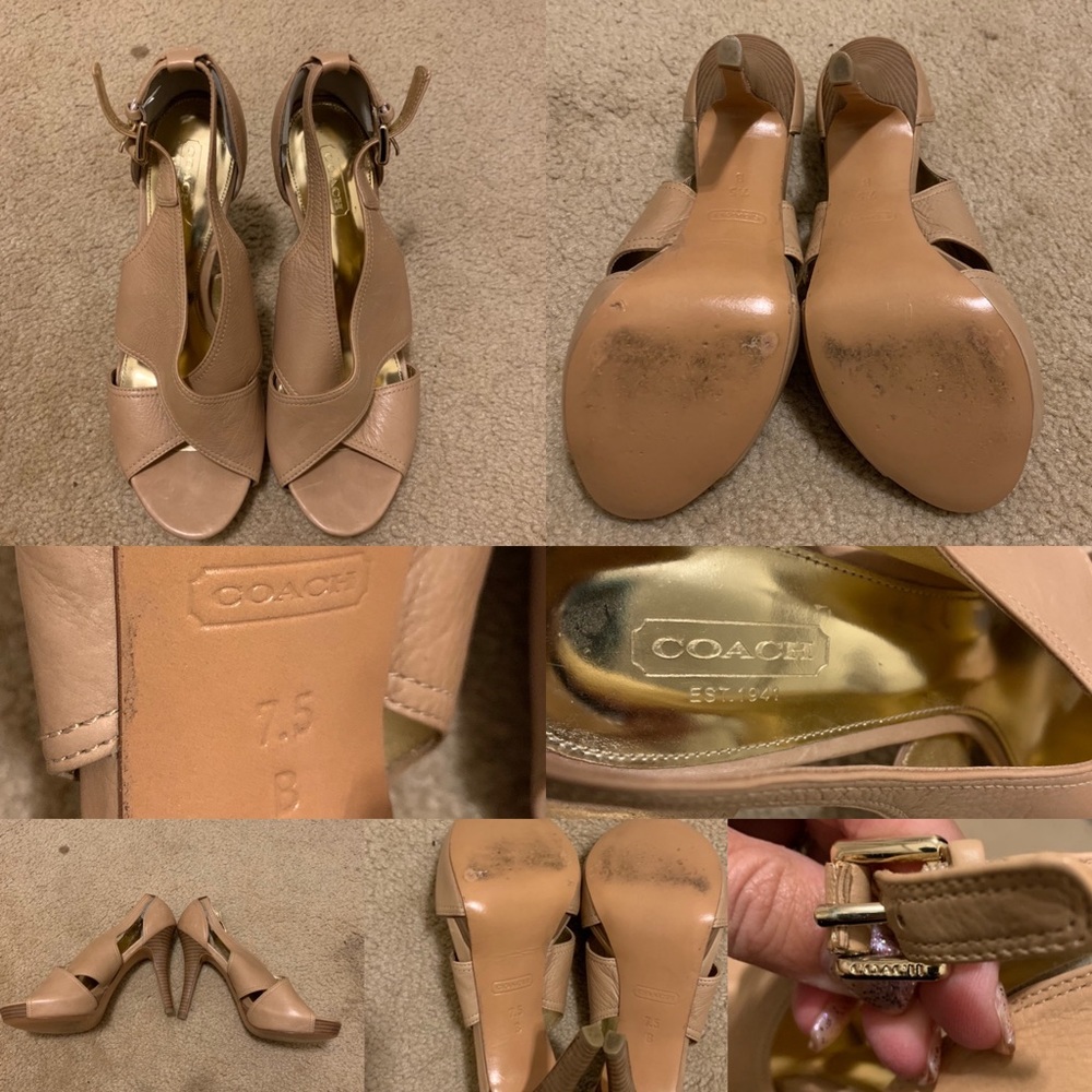 Coach nude leather heels EUC Sz. 7.5